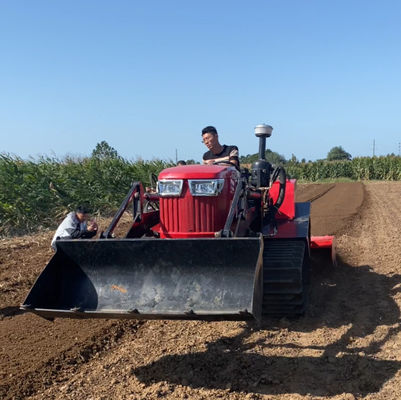 เครื่องจักรหนักการเกษตร 80hp Crawler เทรคเตอร์คอมแพคต์ที่มีเครื่องบรรทุก