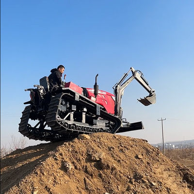 เครื่องปลูกขนาดเล็ก 80 แฮป พลังงาน Tiller การเกษตร การเกษตร การควบคุมทางไกล Crawler เทรคเตอร์ Trencher Mower สําหรับขาย